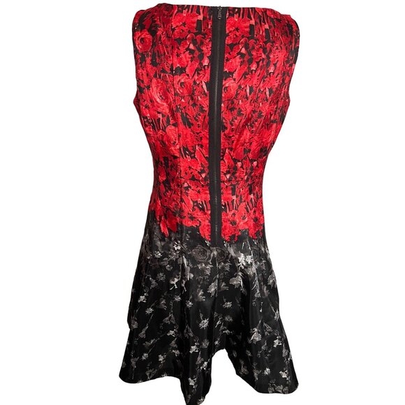 CB established 1962 size 12 fit n flare dress red black midi  party Fun - Picture 4 of 12